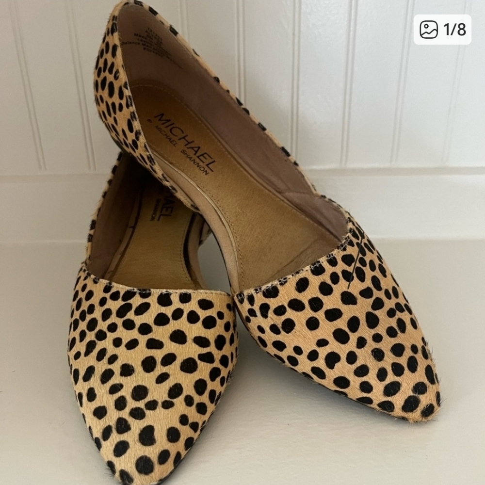 Michael by Michael Shannon Cheetah-Print Pointed Flats in 6M